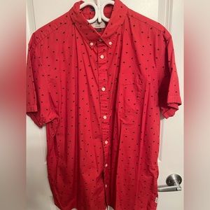 Jack Jones Red Short Sleeve Button Down with Palm Trees, XXL